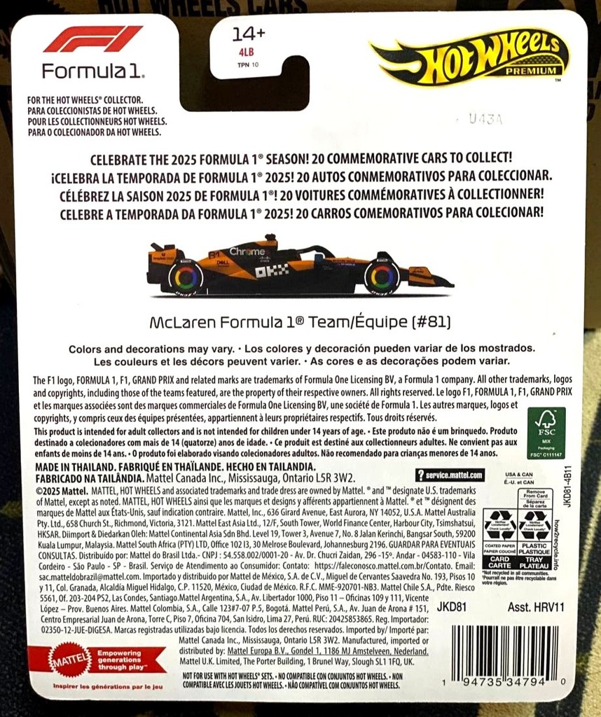 Hot Wheels Premium F1 Mclaren