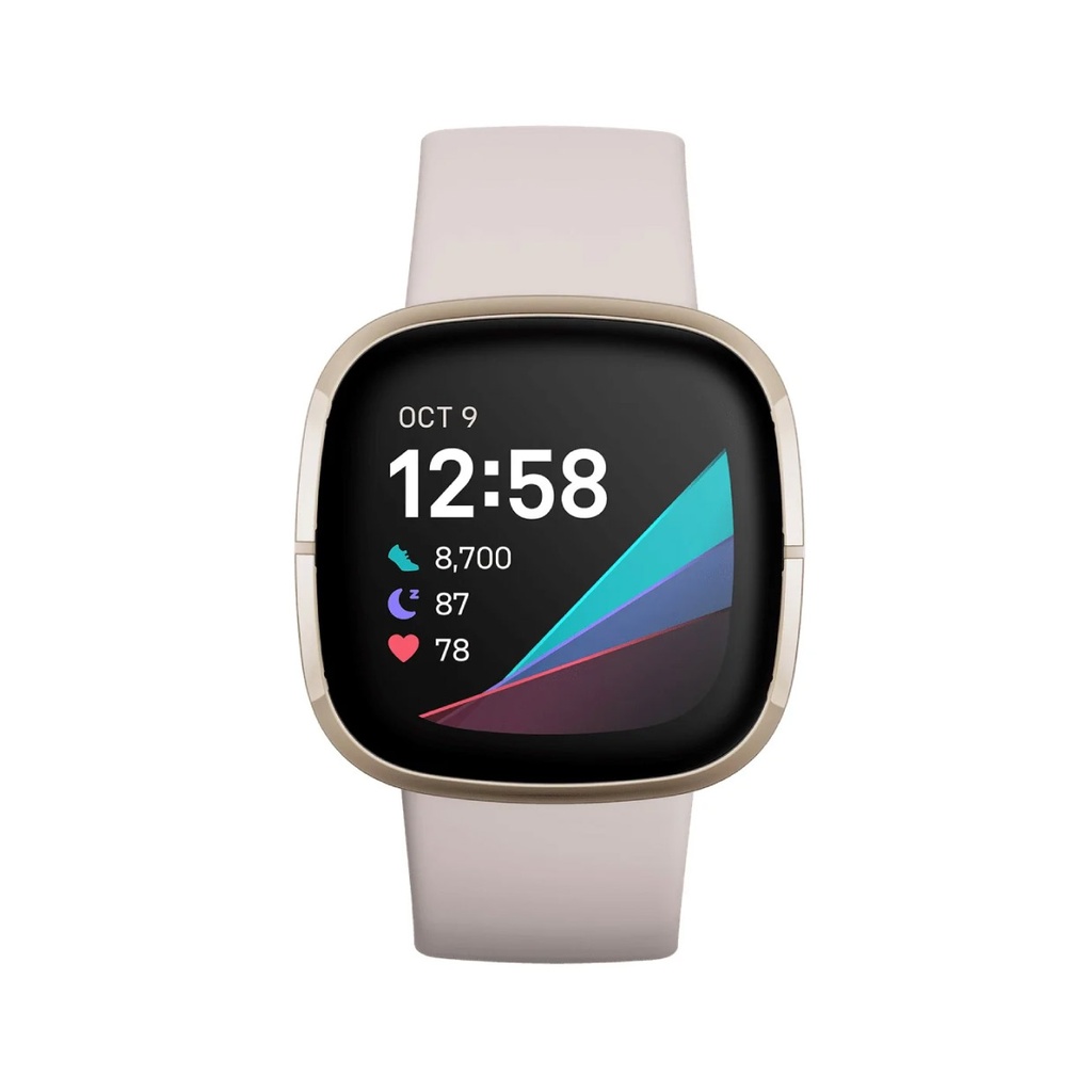 FITBIT SENSE HEALTH WATCH+ECG APP LUNAR WHITE/SOFT GOLD