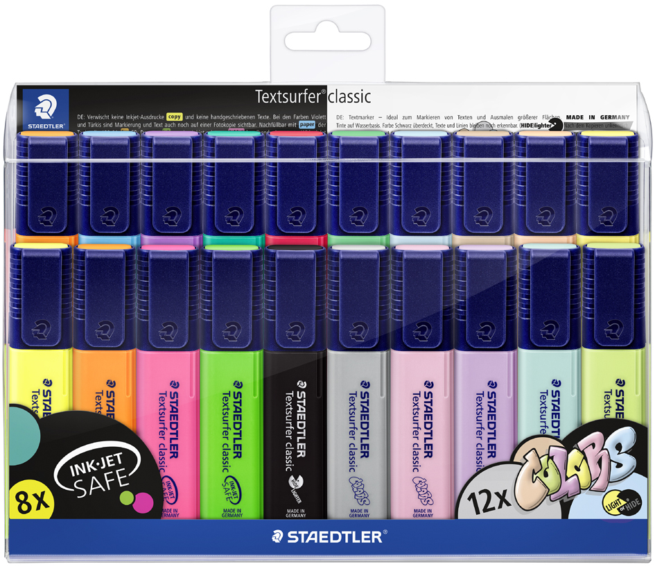 [364 wp20] Staedtler Textsurfer Classic & Pastel Highlighter Set Of-20Pcs