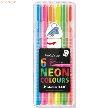 [323 sb6cs1] Staedtler 6 Triplus Fiber-Tip Pen Neon