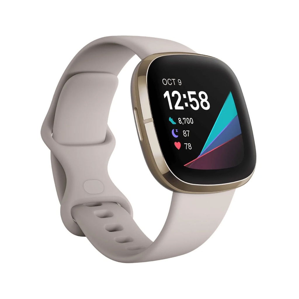 FITBIT SENSE HEALTH WATCH+ECG APP LUNAR WHITE/SOFT GOLD